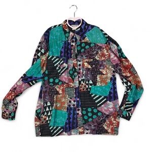 Vintage abstract pattern silk shirt